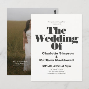 Budget Wedding Bold Modern Editorial Photo QR Code Postcard