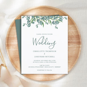 Budget Wedding Botanical Greenery Invitation