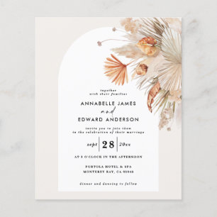 budget wedding botanical pampas grass invitation flyer