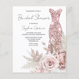 Budget Wedding Bridal Shower Dress Invitation