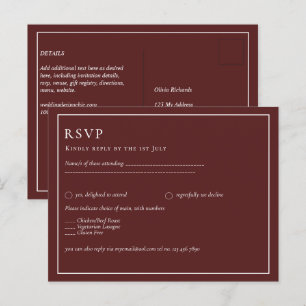 BUDGET Wedding Burgundy Deep Red Monochrome Text Postcard