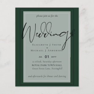 BUDGET Wedding Colours Green Sage Olive Invite