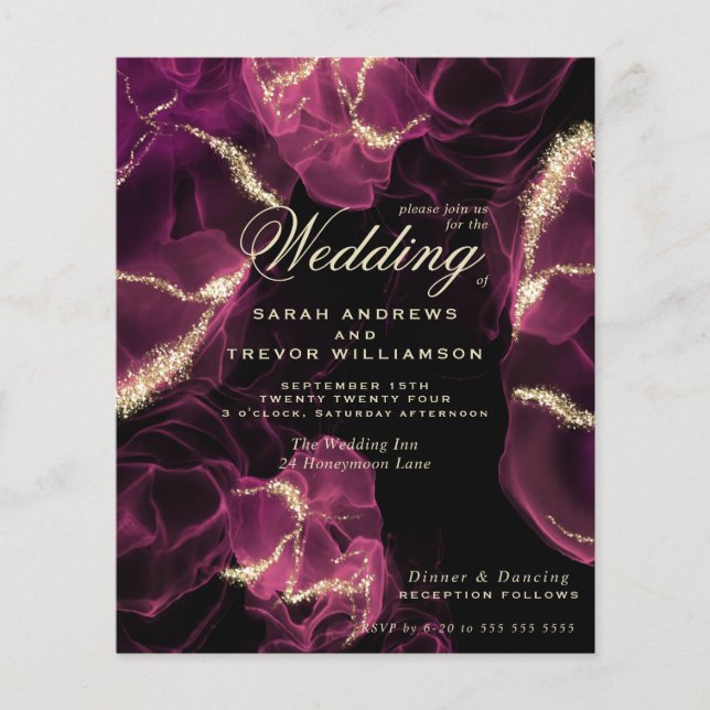 Budget Wedding Crimson Berry Alcohol Ink (Front)