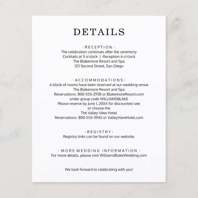 Budget Wedding Details Enclosure Flyer (Front)