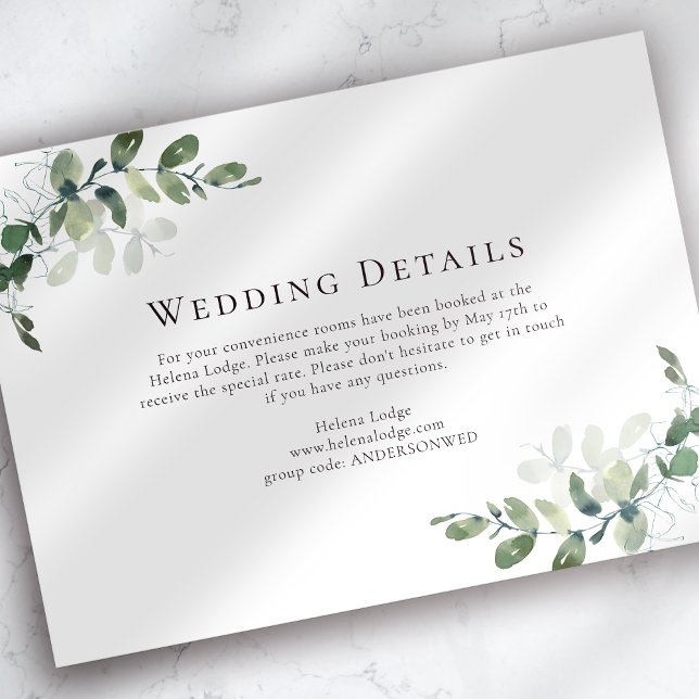 BUDGET Wedding Details Eucalyptus Enclosure Card (Creator Uploaded)