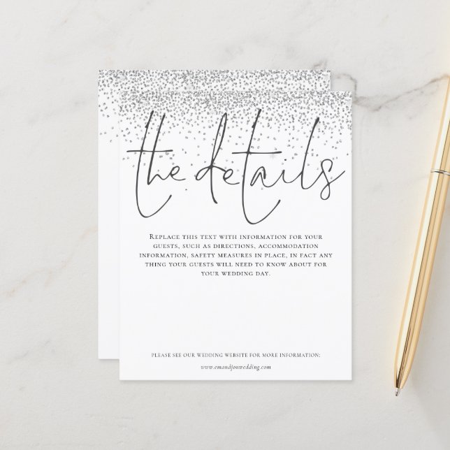 Budget Wedding Details Silver Glitter Enclosure (Front/Back In Situ)