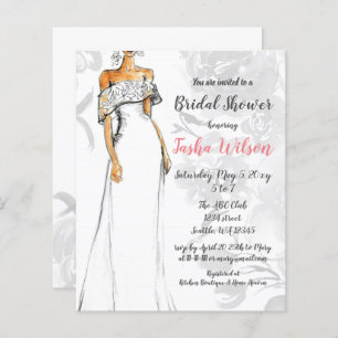 Budget Wedding Dress Bridal Shower Invitation