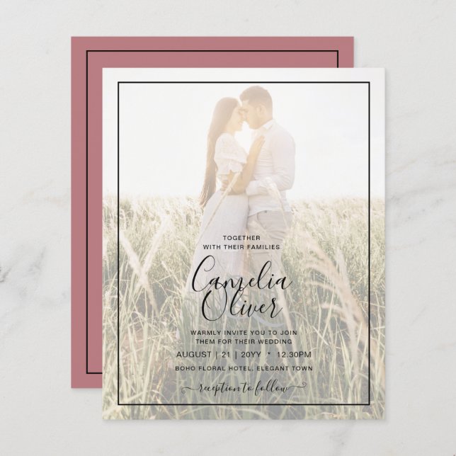 BUDGET Wedding Dusty Rose Photo OVERLAY  (Front/Back)