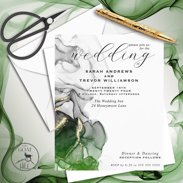 Budget Wedding Emerald and Onyx Alcohol Ink (Creator Uploaded)