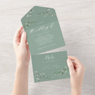 Budget Wedding Eucalyptus botanical invite + rsvp