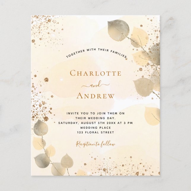 Budget wedding eucalyptus glitter golden foliage (Front)