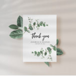 budget wedding eucalyptus green details thank you card<br><div class="desc">Budget beautiful delicate eucalyptus foliage wedding thank you card design. Modern elegant on trend sage green,  black,  navy blue and white stylish contemporary rustic collection. Ideal for spring,  summer,  fall,  autumn or winter weddings.</div>