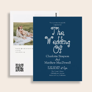 Budget Wedding Fancy Photo QR Code Blue Winter Postcard