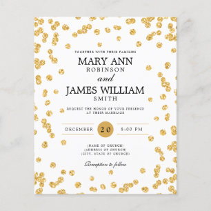 Budget Wedding Gold Glitter Confetti Invitation