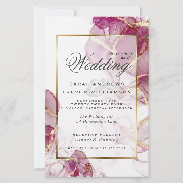 Budget Wedding Gold Jazz Berry Crimson Abstract (Front)