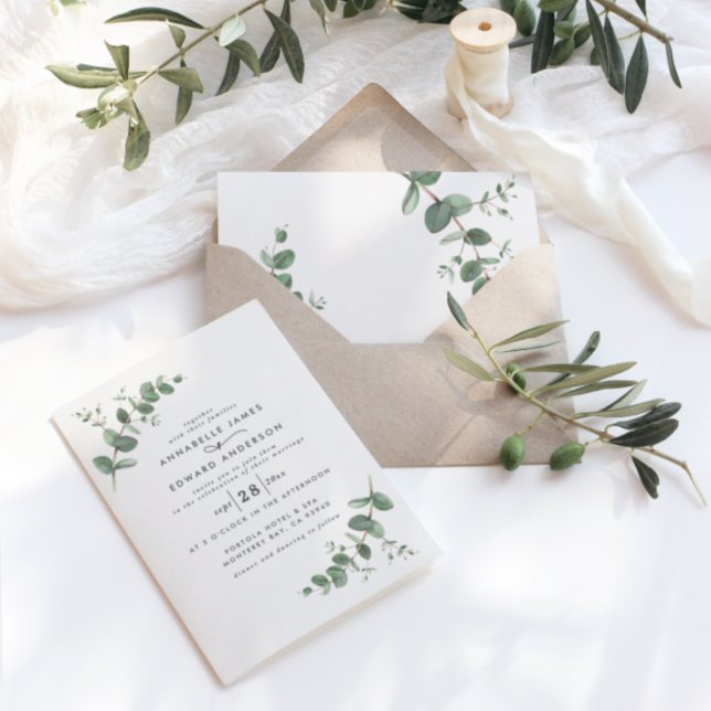 Budget wedding green Eucalyptus botanical modern (Creator Uploaded)