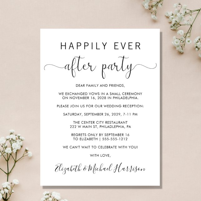 Budget Wedding Happily Ever After Party Invitation (An affordable wedding announcement + reception invitation without compromising on quality or design)