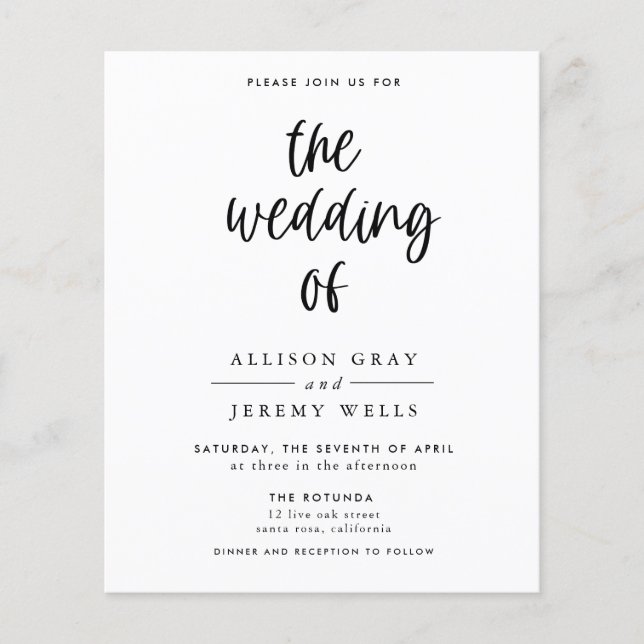 Budget Wedding Invitation Flyer (Front)