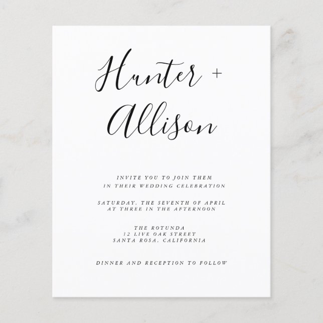 Budget Wedding Invitation  Flyer (Front)