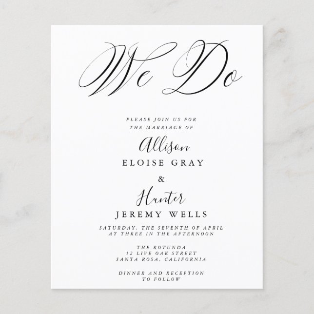Budget Wedding Invitation  Flyer (Front)