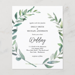Budget Wedding Invitation Modern Olive Leaves