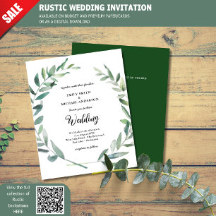 Budget Wedding Invitation Modern Olive Leaves