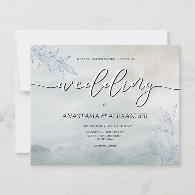 Budget Wedding Invitation. Paper Sheet (Front)