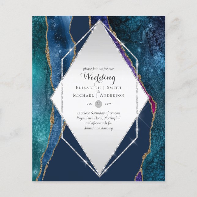 BUDGET WEDDING INVITATIONS - AGATE SPARKLES FLYER (Front)
