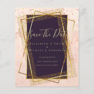 BUDGET WEDDING INVITATIONS  Gold Glitter Foil Look Flyer