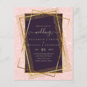 BUDGET WEDDING INVITATIONS  Gold Glitter Foil Look Flyer