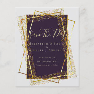 BUDGET WEDDING INVITATIONS  Gold Glitter Foil Look Flyer