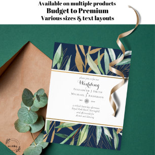 BUDGET WEDDING INVITATIONS Greenery leaves Flyer