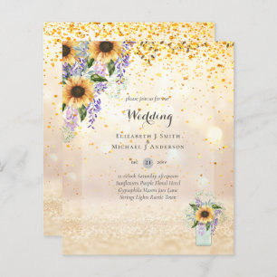 BUDGET WEDDING INVITATIONS - Rustic Sunflowers