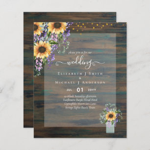 BUDGET WEDDING INVITATIONS Rustic Sunflowers CHIC