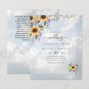 BUDGET WEDDING INVITATIONS Rustic Sunflowers CHIC