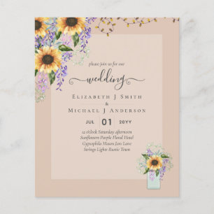 BUDGET WEDDING INVITATIONS Rustic Sunflowers CHIC Flyer