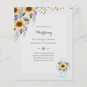 BUDGET WEDDING INVITATIONS - Rustic Sunflowers Flyer