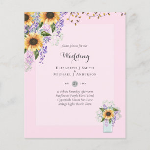 BUDGET WEDDING INVITATIONS - Rustic Sunflowers Flyer