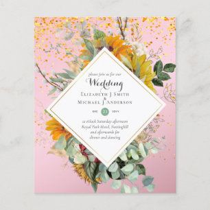 BUDGET WEDDING INVITATIONS Sunflowers Eucalyptus Flyer