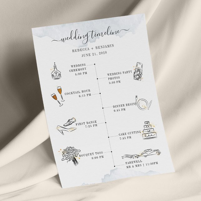 Budget Wedding Itinerary Modern Icons Program Card (Creator Uploaded)