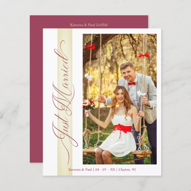 Budget Wedding Just Married Hand Letterd Photo (Front/Back)