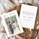 Budget Wedding Love and Thanks Thank You Cards<br><div class="desc">Budget Wedding Thank You Cards that have a photo on the front and back. The Thank you cards contain a modern hand lettered cursive script typography that are elegant,  simple and modern to use after you minimalist simple wedding day celebration.</div>