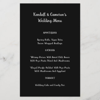 Budget Wedding Menu Solid Black