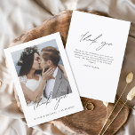 Budget Wedding Minimalist Photo Thank You Cards<br><div class="desc">Budget Wedding Thank You Cards that have a photo on the front and back. The Thank you cards contain a modern hand lettered cursive script typography that are elegant,  simple and modern to use after you wedding day celebration.</div>