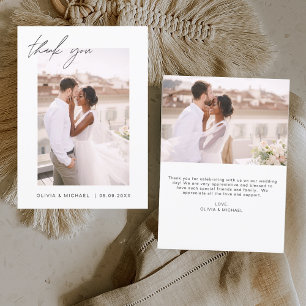 Budget Wedding Minimalist Photo Thank You Cards