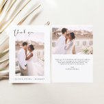 Budget Wedding Minimalist Photo Thank You Cards<br><div class="desc">Budget Wedding Thank You Cards that have a photo on the front and back. The Thank you cards contain a modern hand lettered cursive script typography that are elegant,  simple and modern to use after you minimalist simple wedding day celebration.</div>