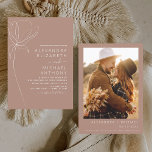 Budget Wedding Minimalist Terracotta Photo Floral Flyer<br><div class="desc">Budget Minimalist Botanical Floral Line Art Terracotta (terra cotta) and Neutral Brown Earth Tone Boho Bohemian Sketch Wedding Autumn (Fall),  Winter,  Spring or Summer with Photo or Picture Invitations - includes beautiful and elegant script typography for the special Wedding Day celebration.</div>
