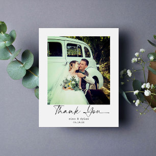 Budget Wedding Modern Script Photo Thank You Card
