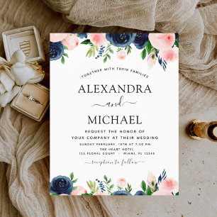 Budget Wedding Navy Blue Blush Pink Floral