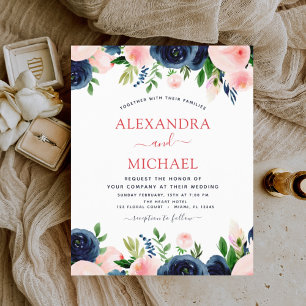 Budget Wedding Navy Blue Blush Pink Floral